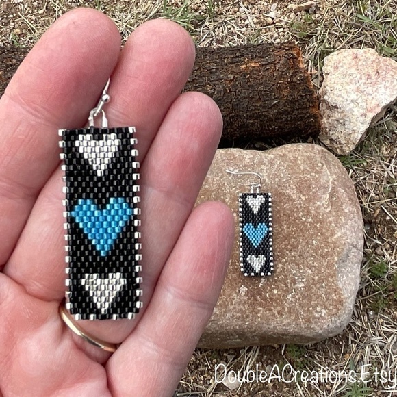 Three Hearts Beaded Earrings - Picture 6 of 6